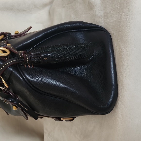 Dooney and Bourke Midnight Navy Florentine Leather Satchel with Gold Accents - Picture 5 of 9